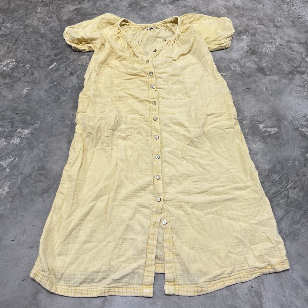 Faherty Dress Women Size XXS Yellow Organic Cotton Dream Gauze Maggie Lagenlook